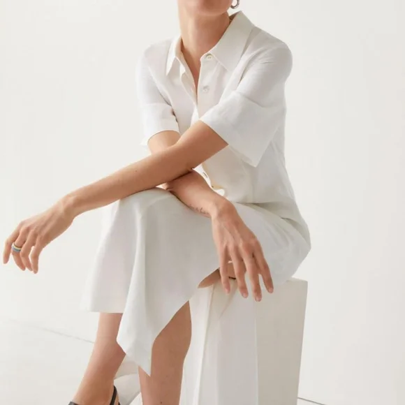 NWT & Other Stories Stockholm Atelier | Shell Button Shirt Midi Dress White - Picture 4 of 10